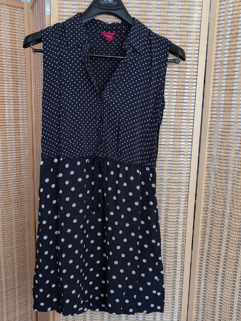 Merona Navy Dot Button-Up Midi Dress